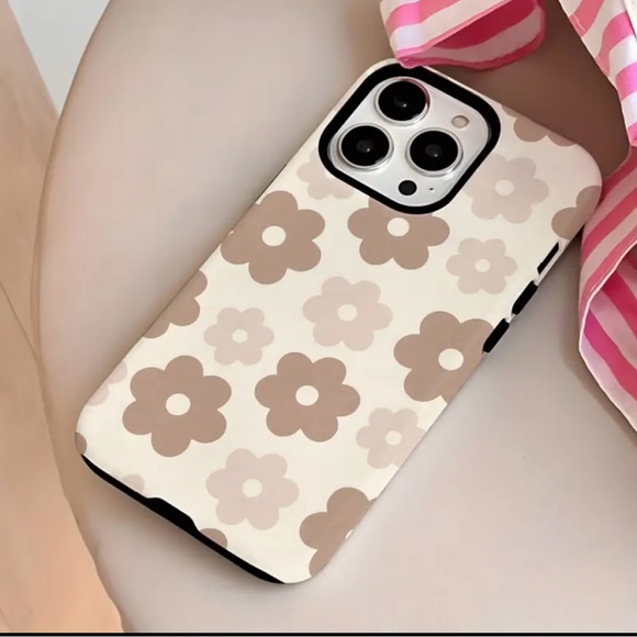Apple iPhone Phone Case TPU Layered Case Beige Flowers Drop Proof Durable - Picture 2 of 7